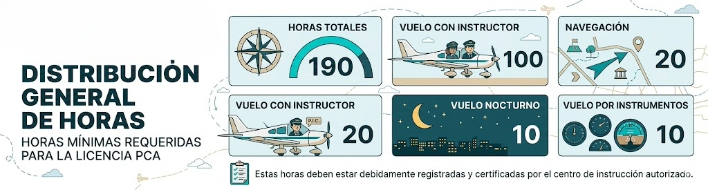 Horas de vuelo requeridas para PCA en Colombia