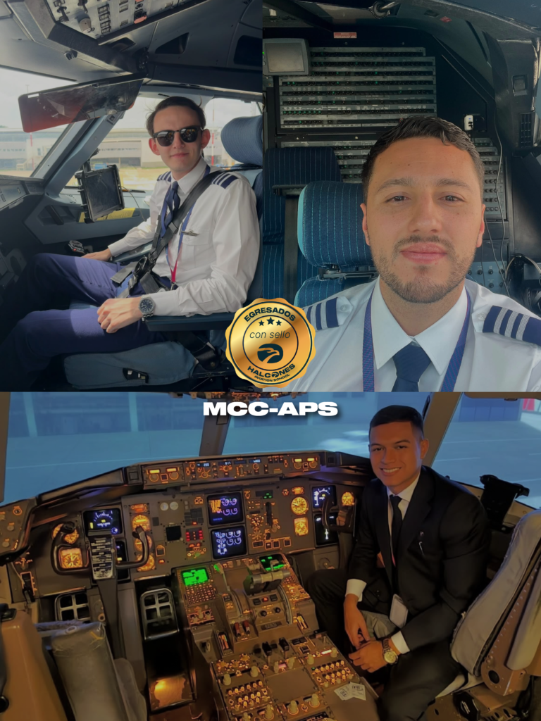 Pilotos egresados de Halcones después de completar el curso de transición a la aerolínea MCC-APS